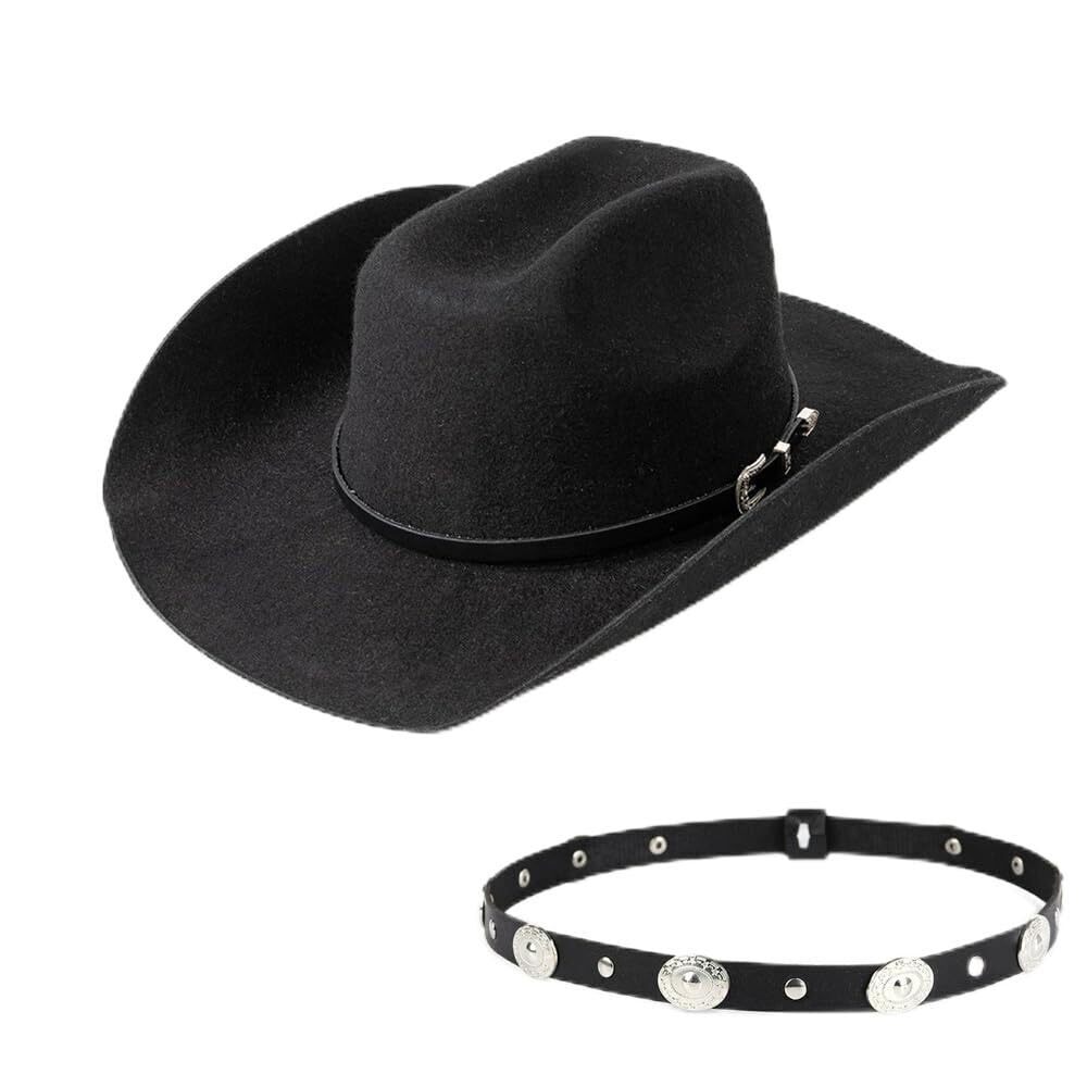 9501 Western Cowboy Hat , Premium Black Wool Hat, Wide Brim Classic Fedora